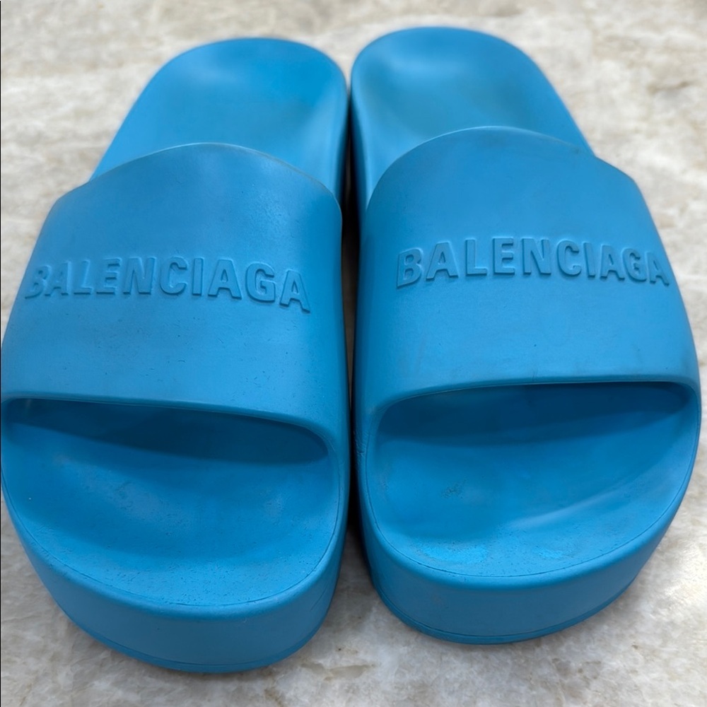 Balenciaga Vibrant Blue Slides Authentic